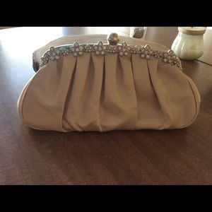 Cream satin clutch